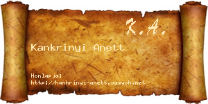 Kankrinyi Anett névjegykártya